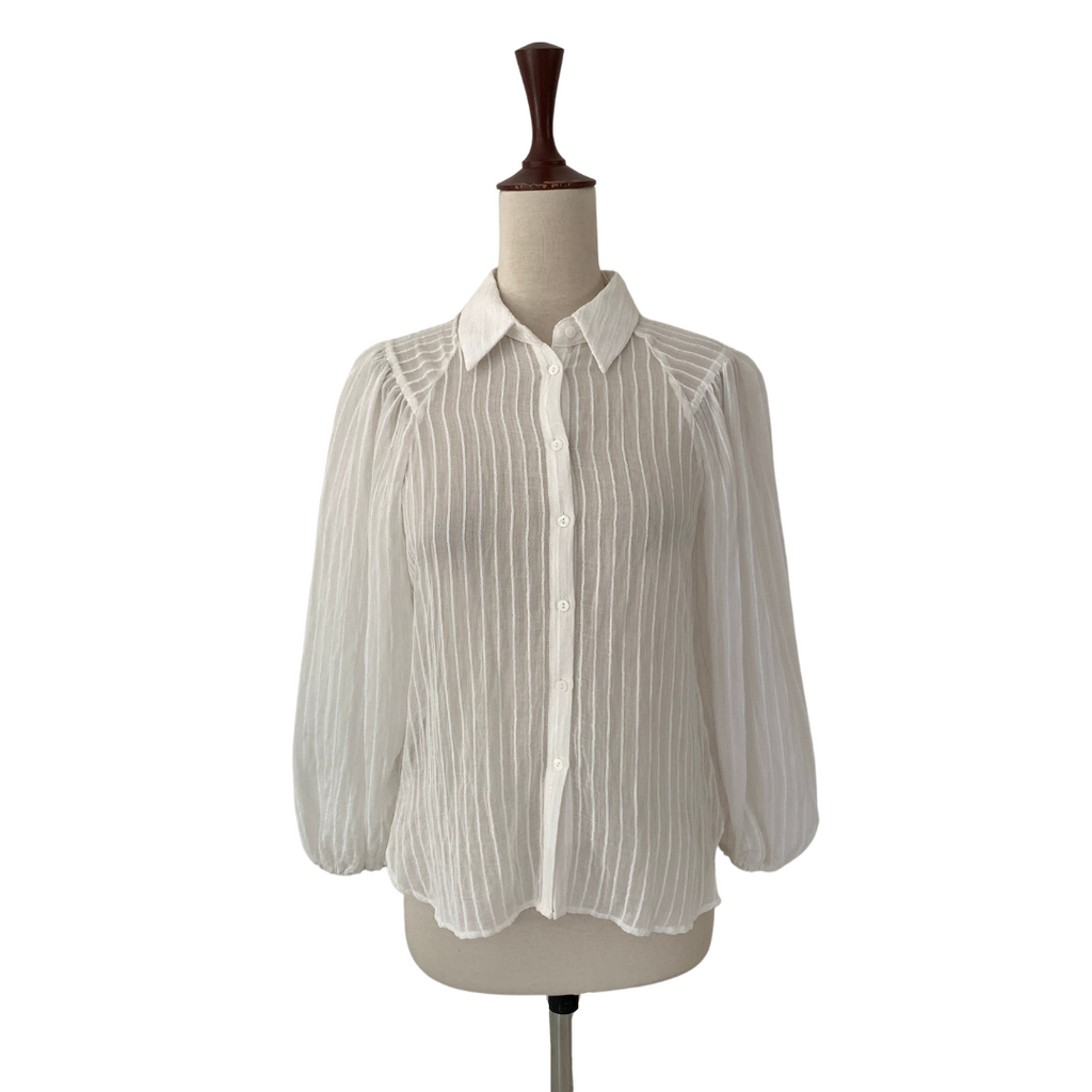 Mango Off-white Sheer Collared Shirt | Brand New |