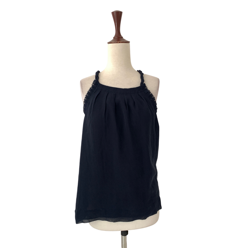 Banana Republic Navy Halter Frill Top | Gently Used |