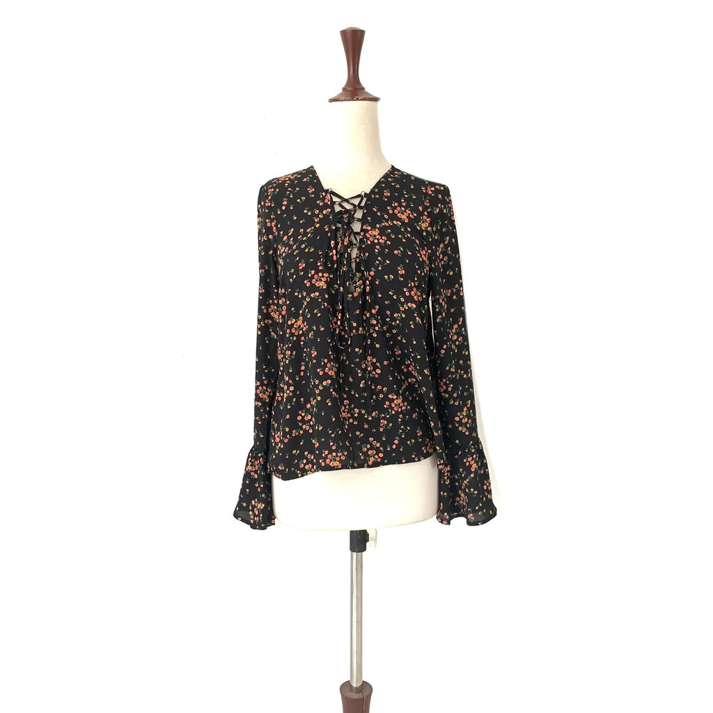 Forever 21 Black Printed Floral Blouse | Brand New |