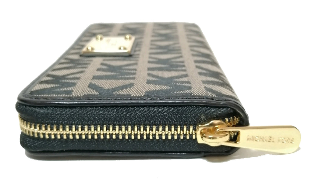 Michael Kors Tan & Black Monogram Continental Wallet