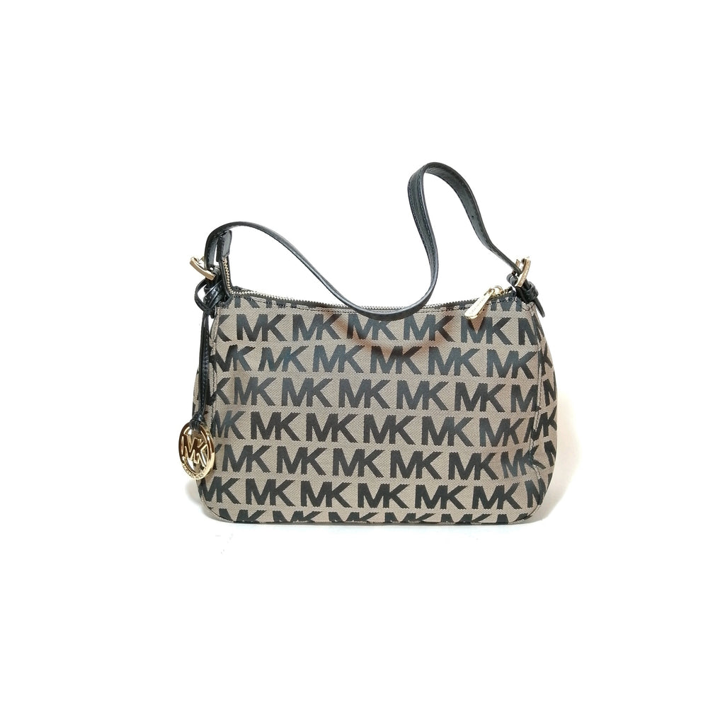 MIchael Kors Tan & Black Monogram Canvas Shoulder Bag