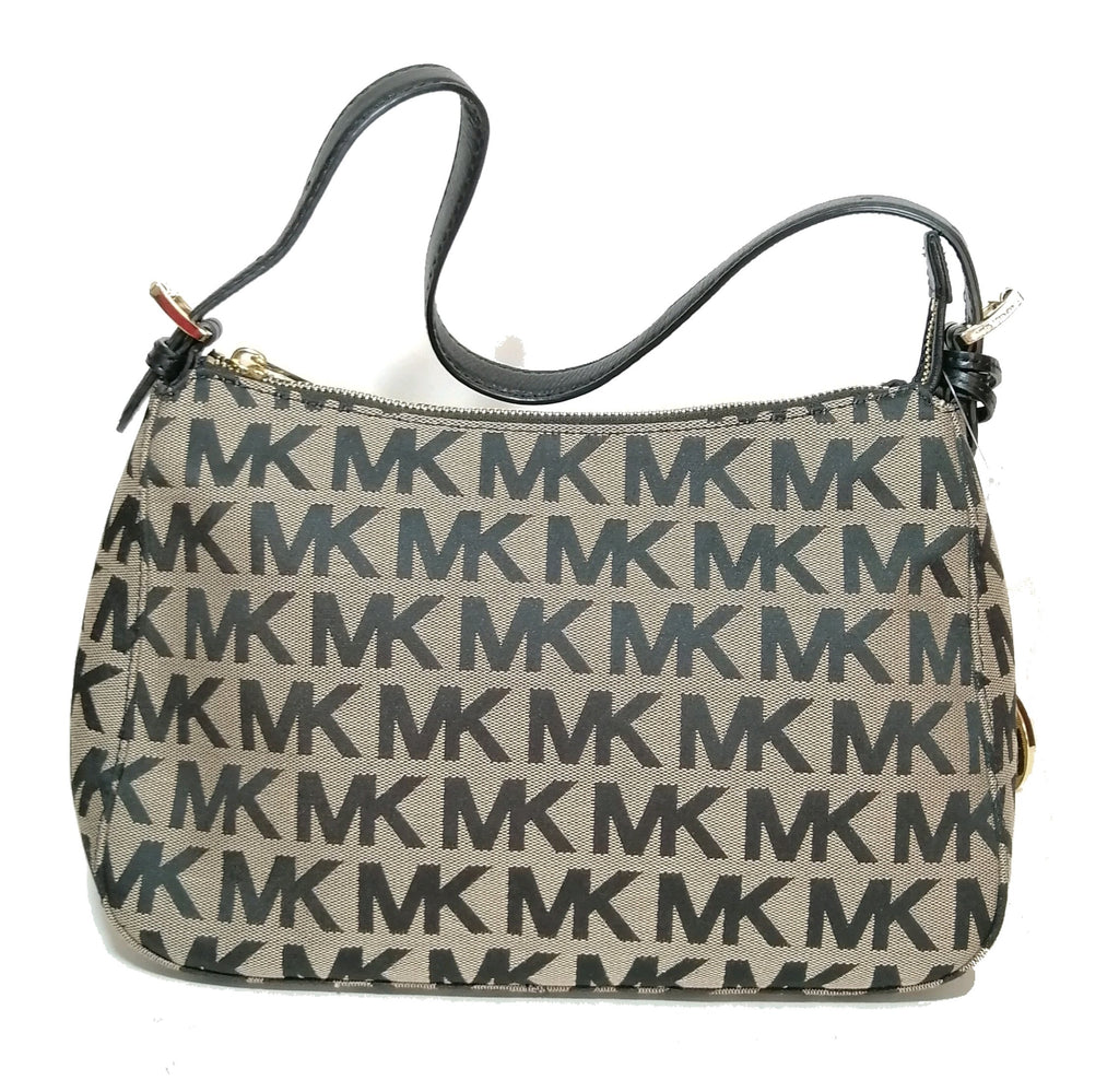 MIchael Kors Tan & Black Monogram Canvas Shoulder Bag