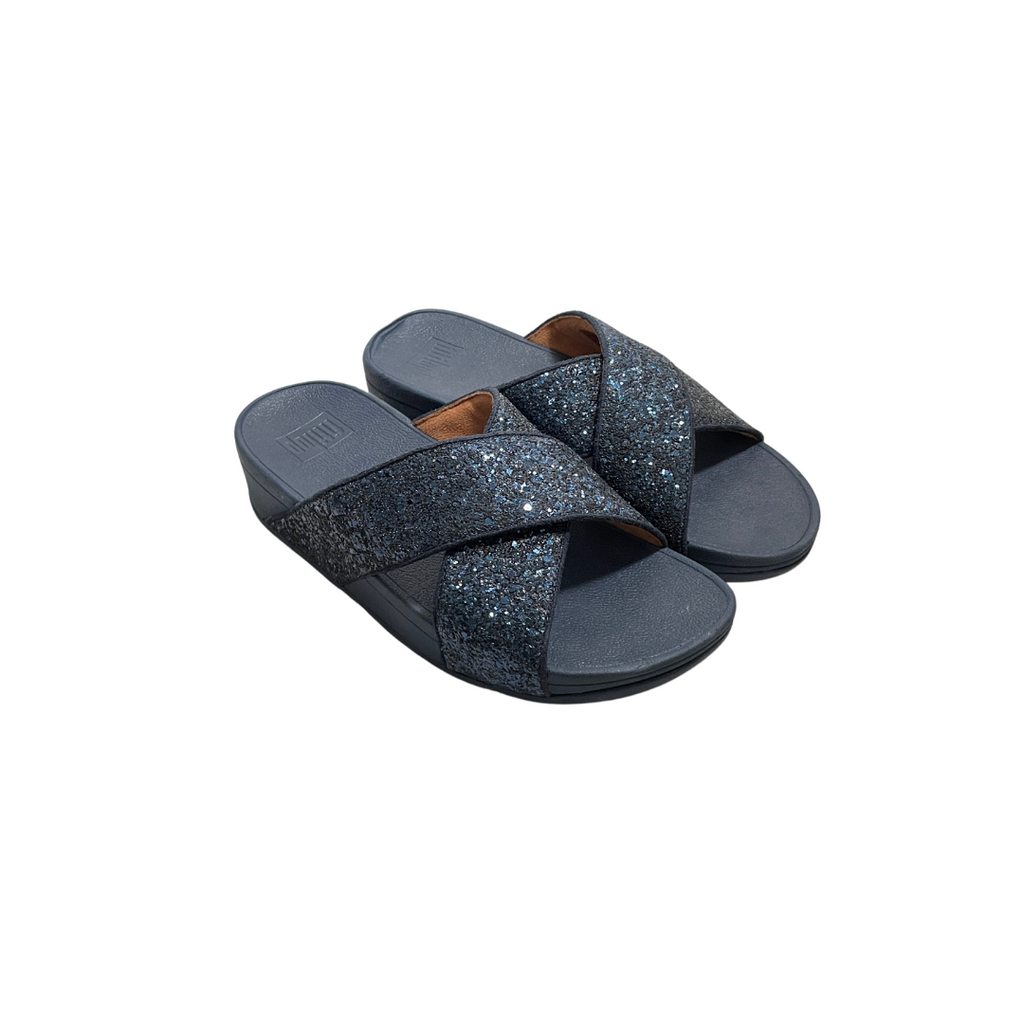 Fitflop 'Lulu' Blue Glitter Sandals | Brand New |