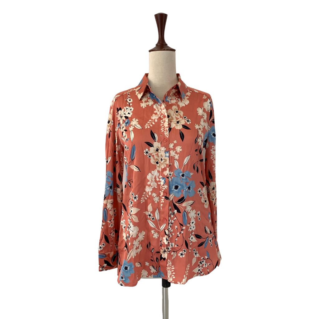 Marks & Spencer Peach Printed Collared Shirt | Brand New |