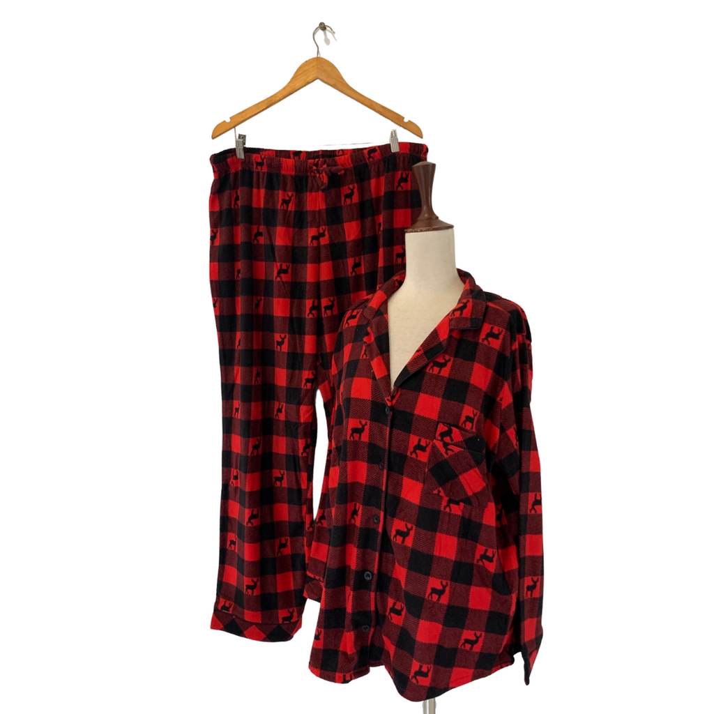 La Vie En Rose Red & Black Flannel PJ Set | Brand New |