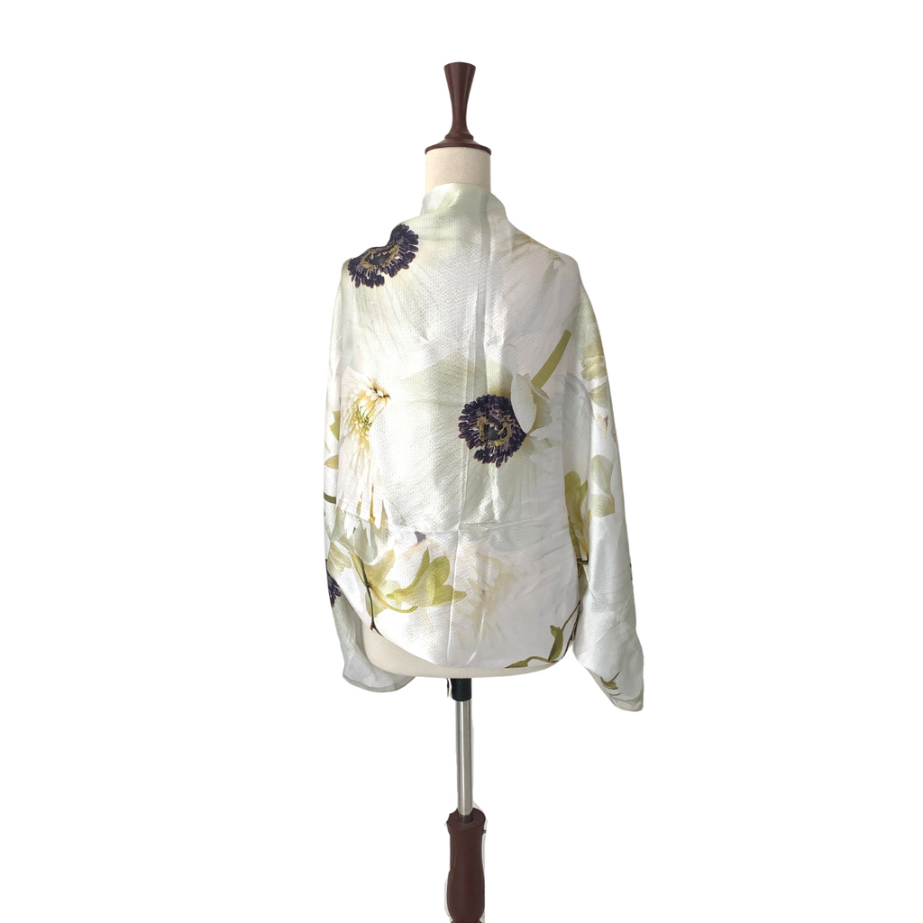 Ted Baker White Silk Printed Cape Scarf | Brand New |