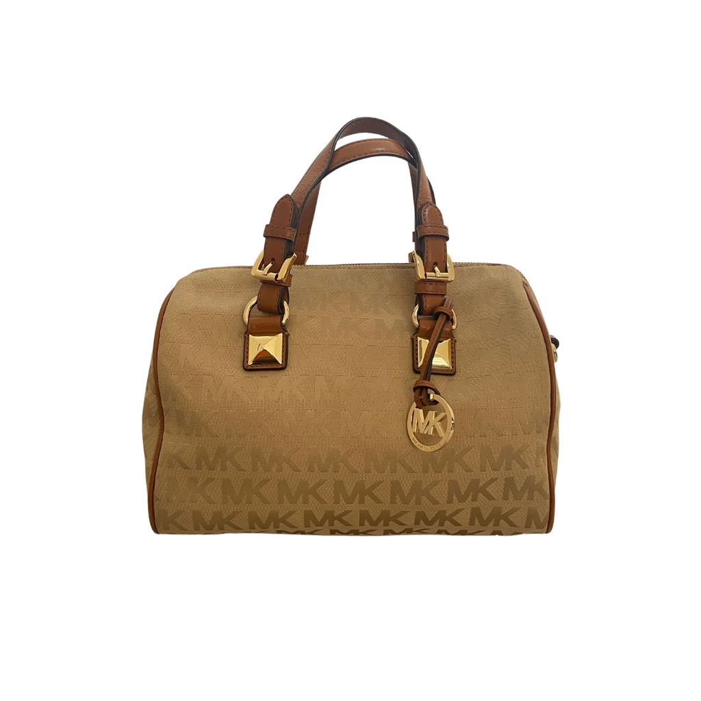 Michael Kors Beige and Brown Monogram 'Grayson' Tote Bag | Pre Loved |