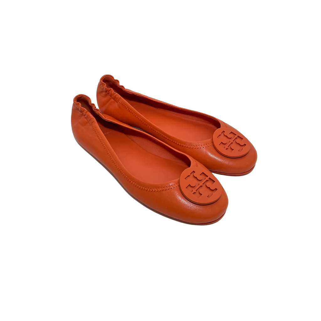 Tory Burch Orange Leather Reva Ballet Flats | Like New |