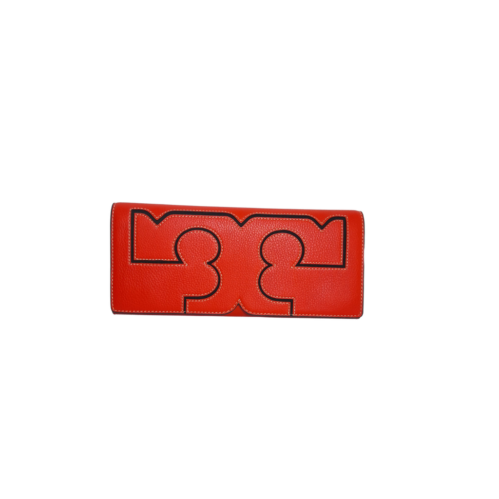Tory Burch Serif Samba Leather Clutch | Like New |