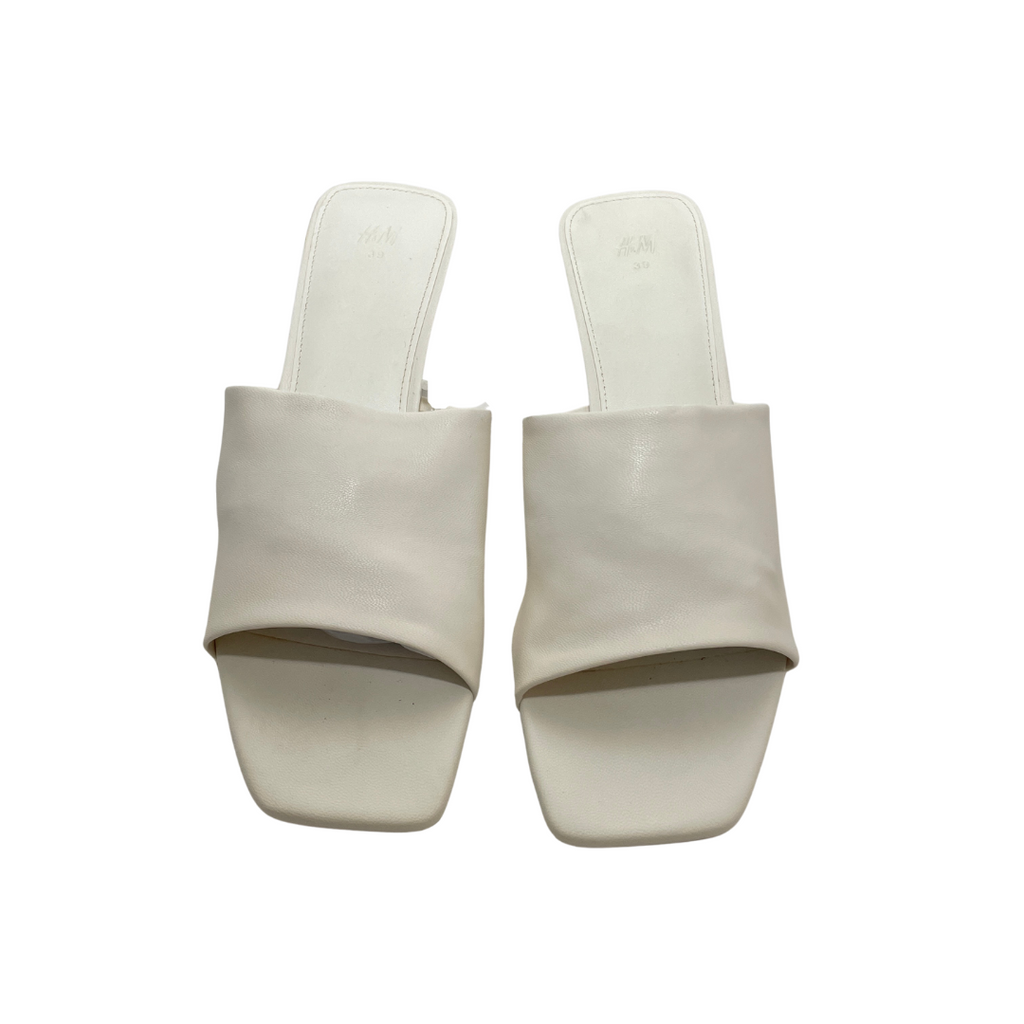 H&M White Thick Strap Kitten Heels | Brand New |