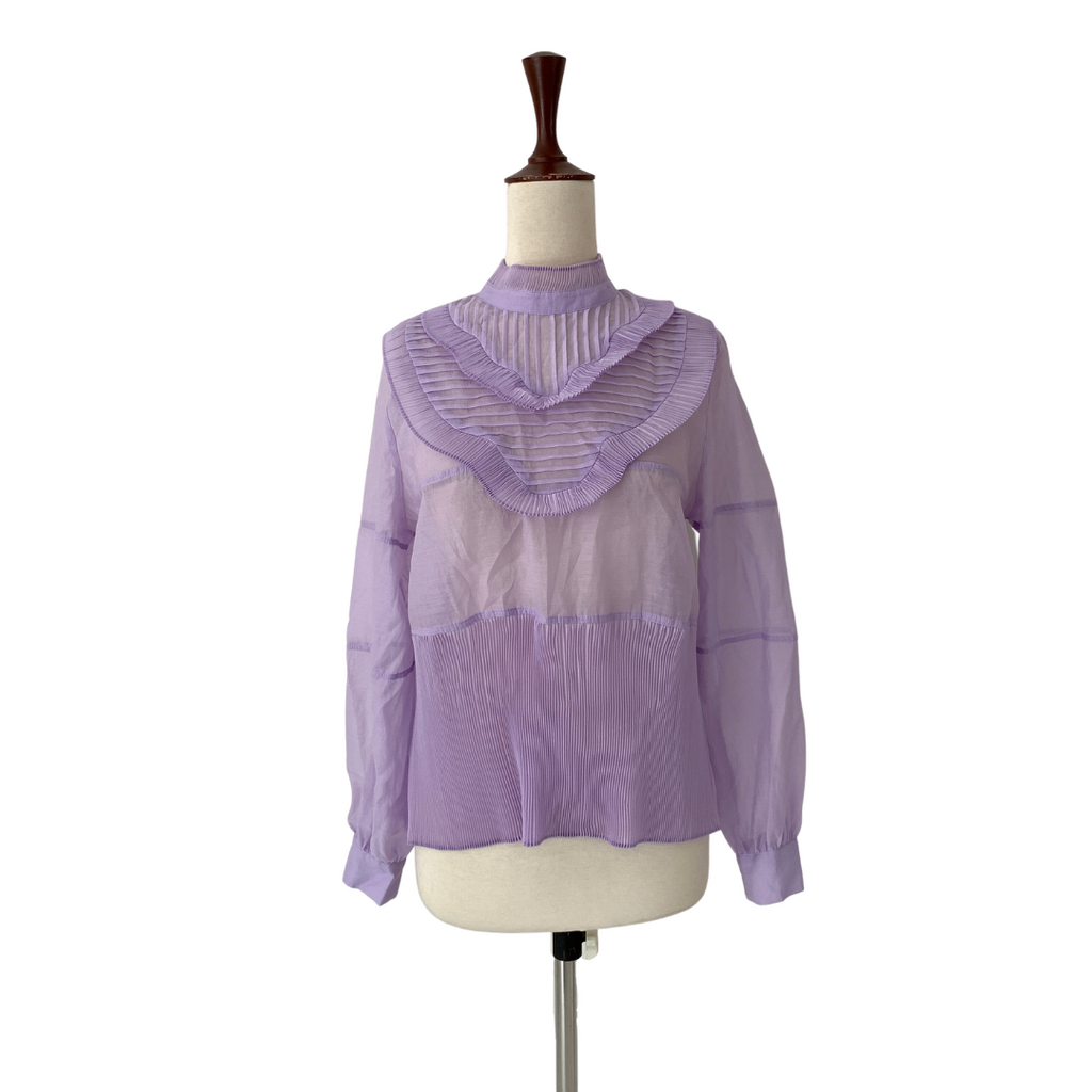 H&M Purple High-Neck Pleated Top | Pre Loved |