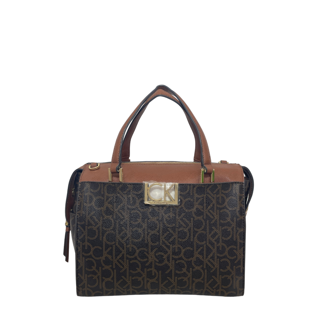 Calvin Klein Brown Monogram Satchel | Like New |