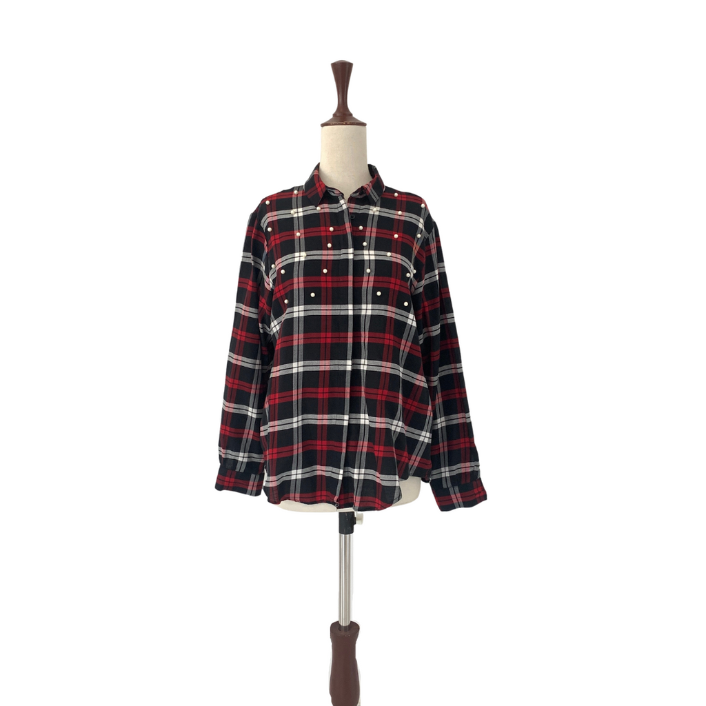 ZARA Checked Shirt with Pearls | Gently Used |