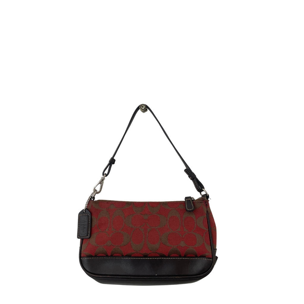 Coach Brown and Red Monogram Mini Bag | Pre Loved |