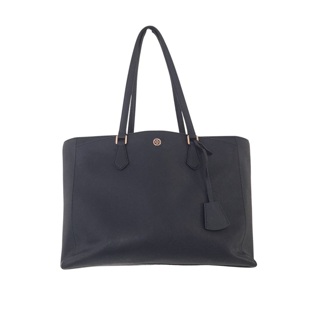 Tory Burch Navy Blue Leather 'Robinson' Tote | Gently Used |