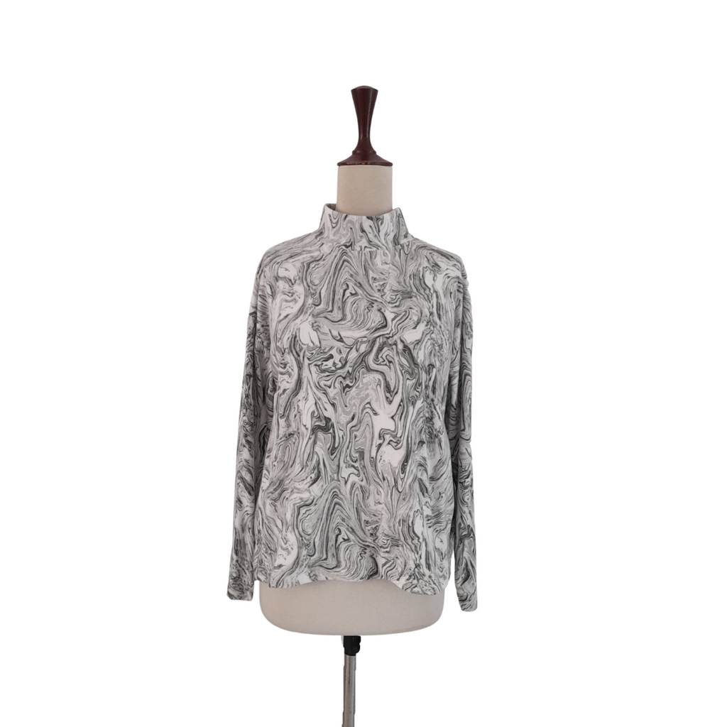 ZARA Green and White Printed High-neck Sweatshirt | Brand New |