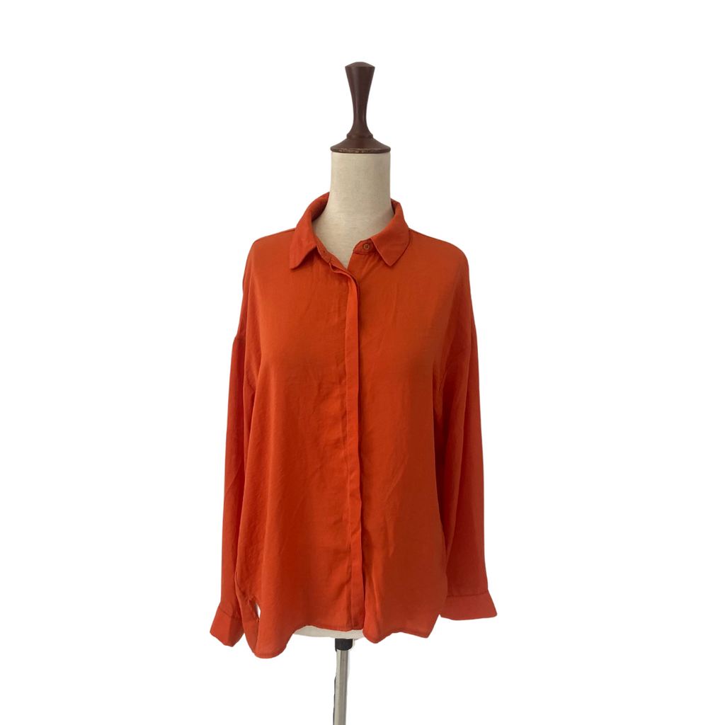 Koton Orange Satin Collared Shirt | Gently Used |
