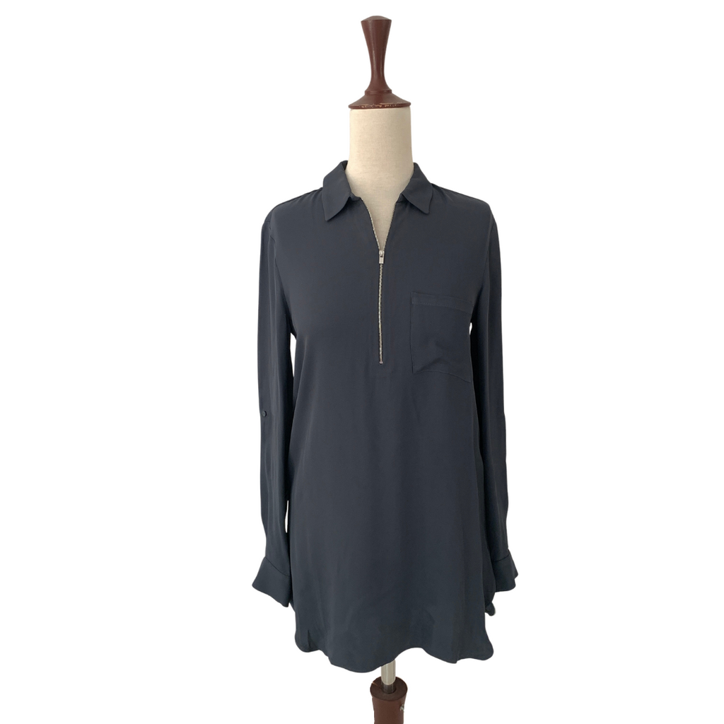 ZARA Grey Zip Collared Top | Brand New |