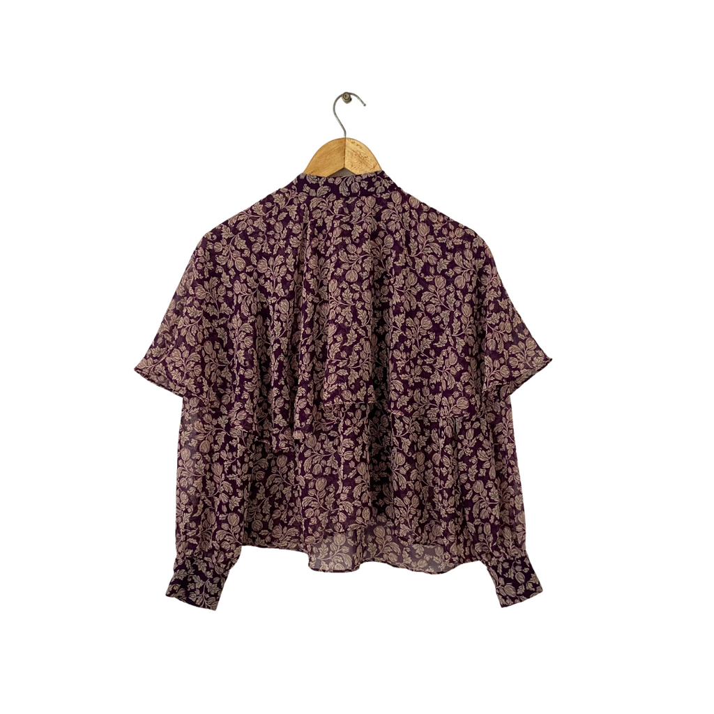 ZARA Purple Floral Printed Necktie Blouse | Brand New |
