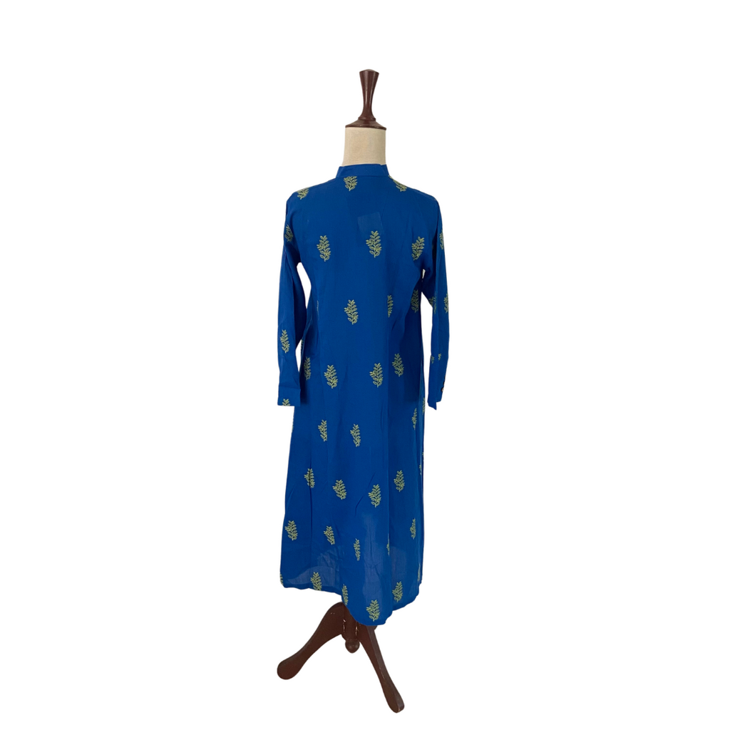 Khaadi Blue With Yellow Embroidery Kurta | Brand New |