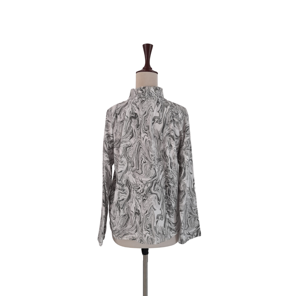 ZARA Green and White Printed High-neck Sweatshirt | Brand New |