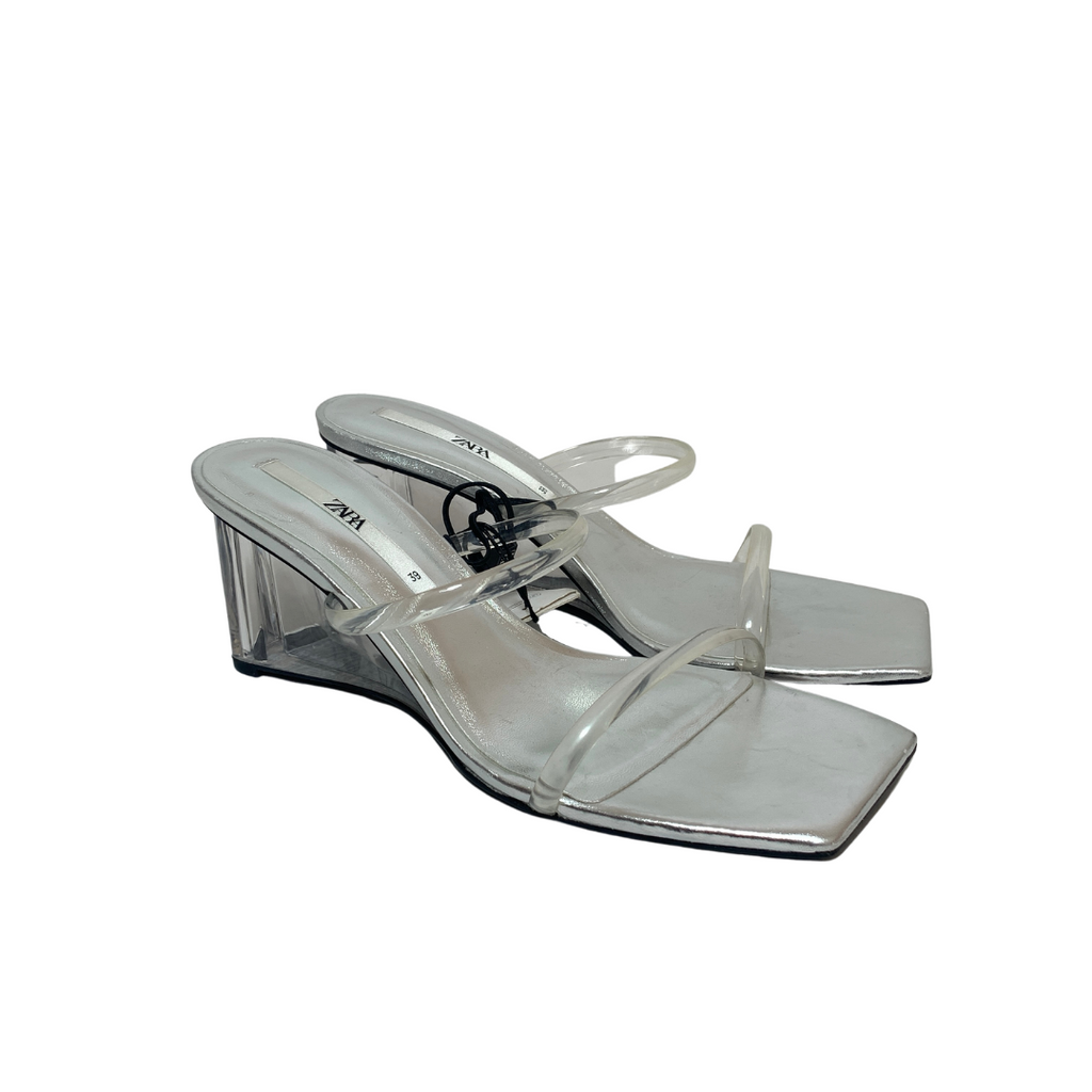 ZARA Clear Vinyl Dual Strap Wedges | Brand New |