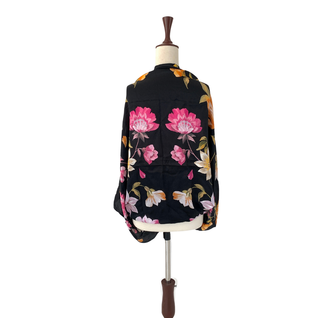 Ted Baker Black Printed Silk Cape Scarf | Brand New |