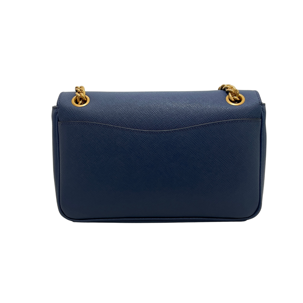 Prada Blue Leather 'Pattina' Shoulder Bag | Like New |