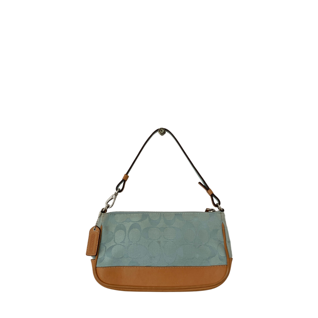 Coach Blue and Brown Monogram Mini Bag | Pre Loved |
