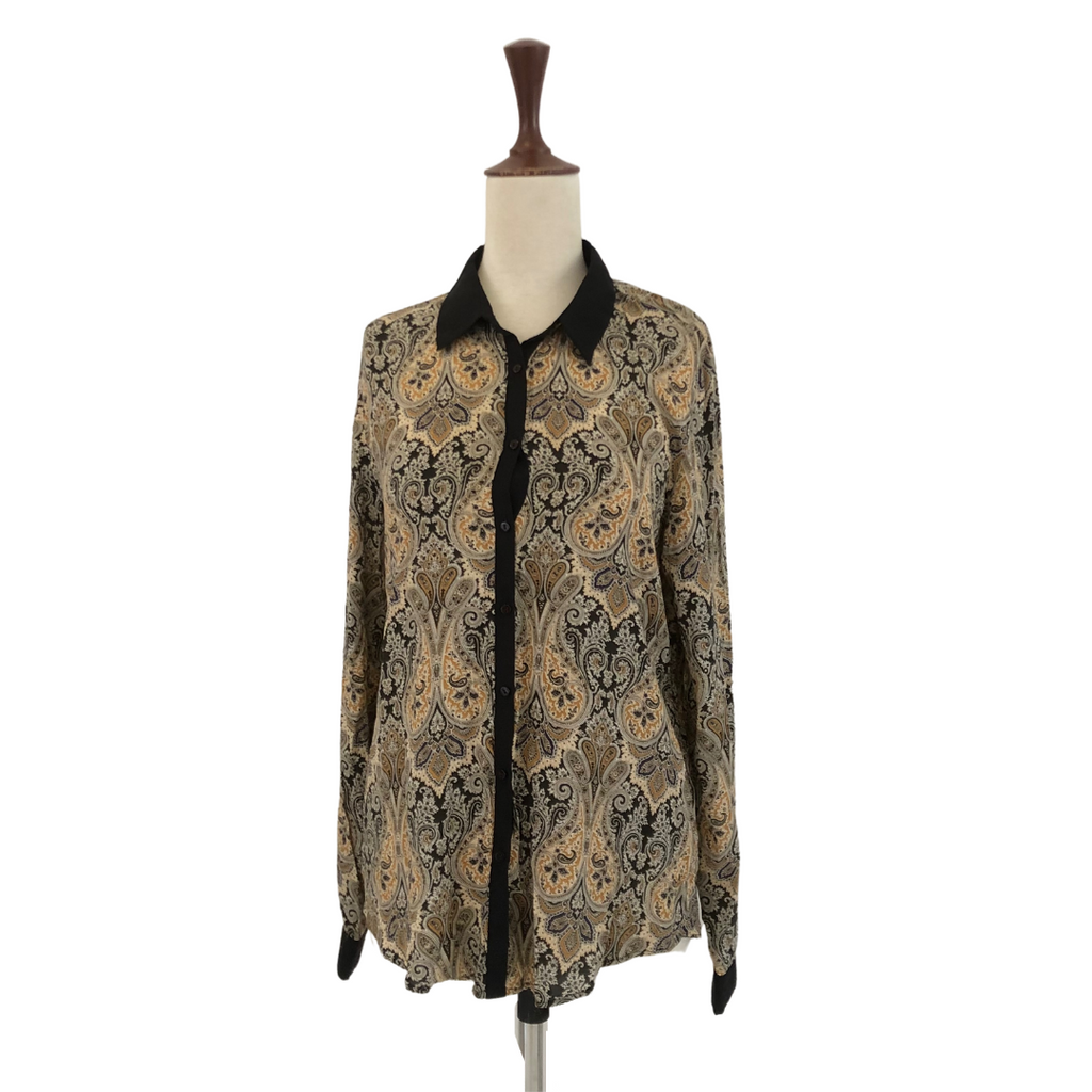 ZARA Yellow and Black Printed Collared Shirt | Gently Used |