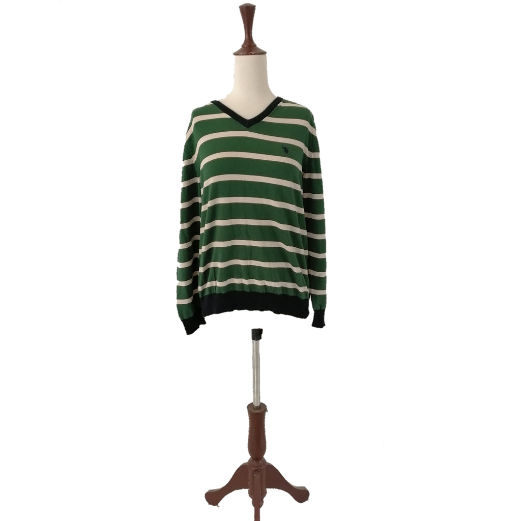 U.S Polo Association Green Striped Sweater | Gently Used |