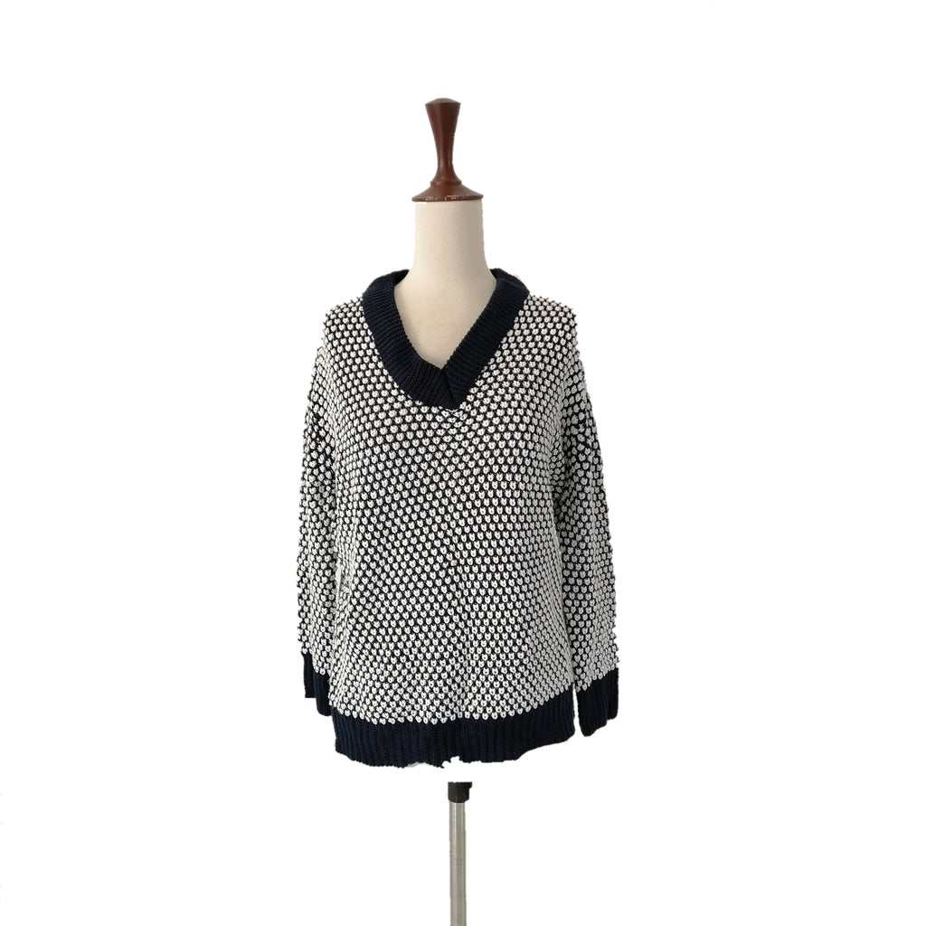 ZARA Blue & White Knit Sweater | Gently Used |