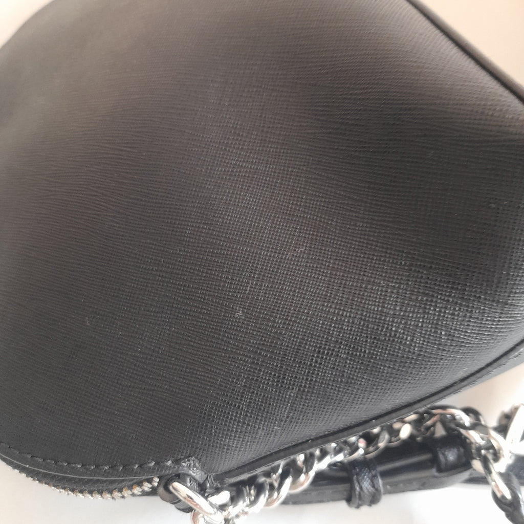 Michael Kors Black Leather Dome Crossbody Bag | Pre Loved |