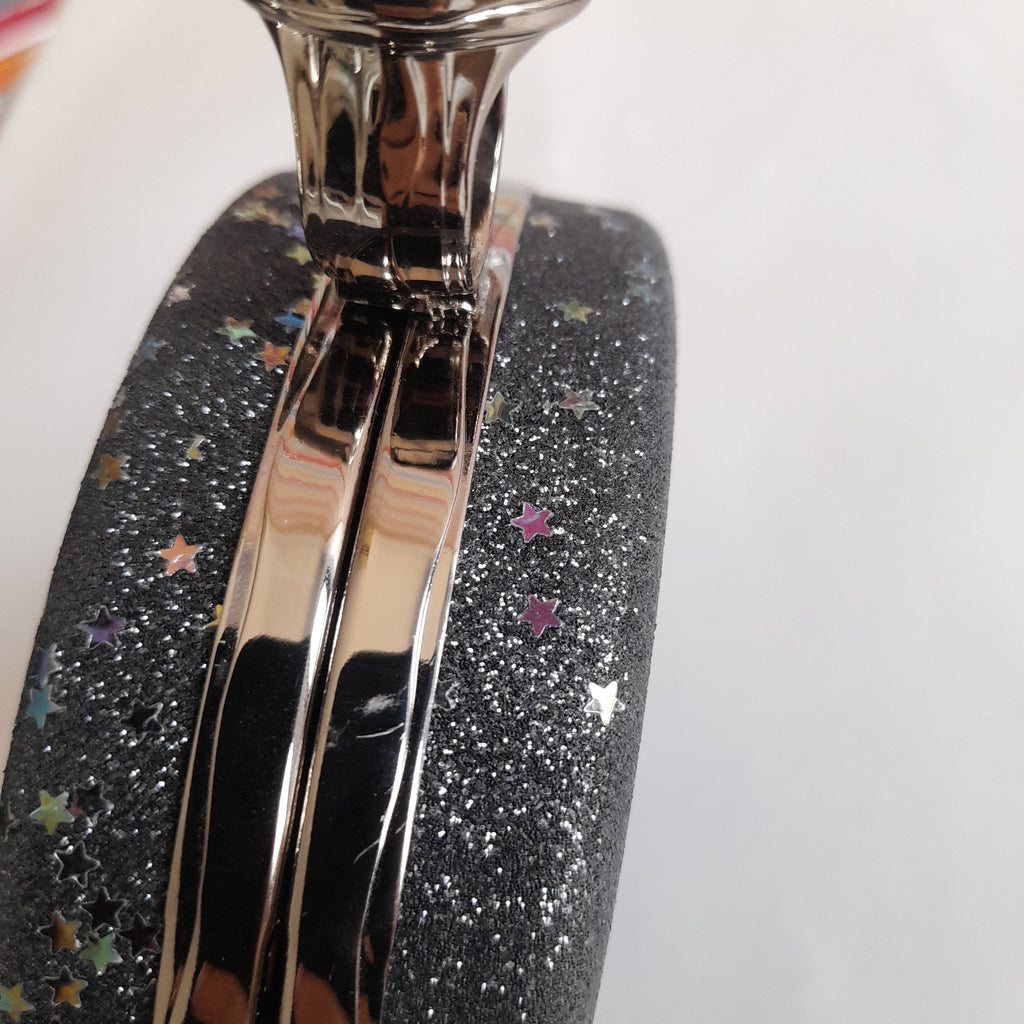 Charles & Keith Round Black Stars & Sequin Convertible Clutch | Pre Loved |