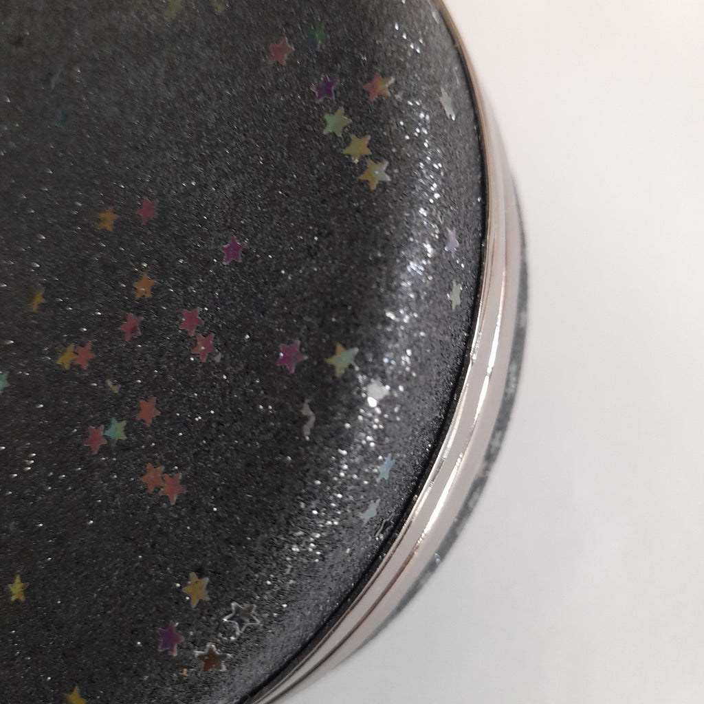 Charles & Keith Round Black Stars & Sequin Convertible Clutch | Pre Loved |