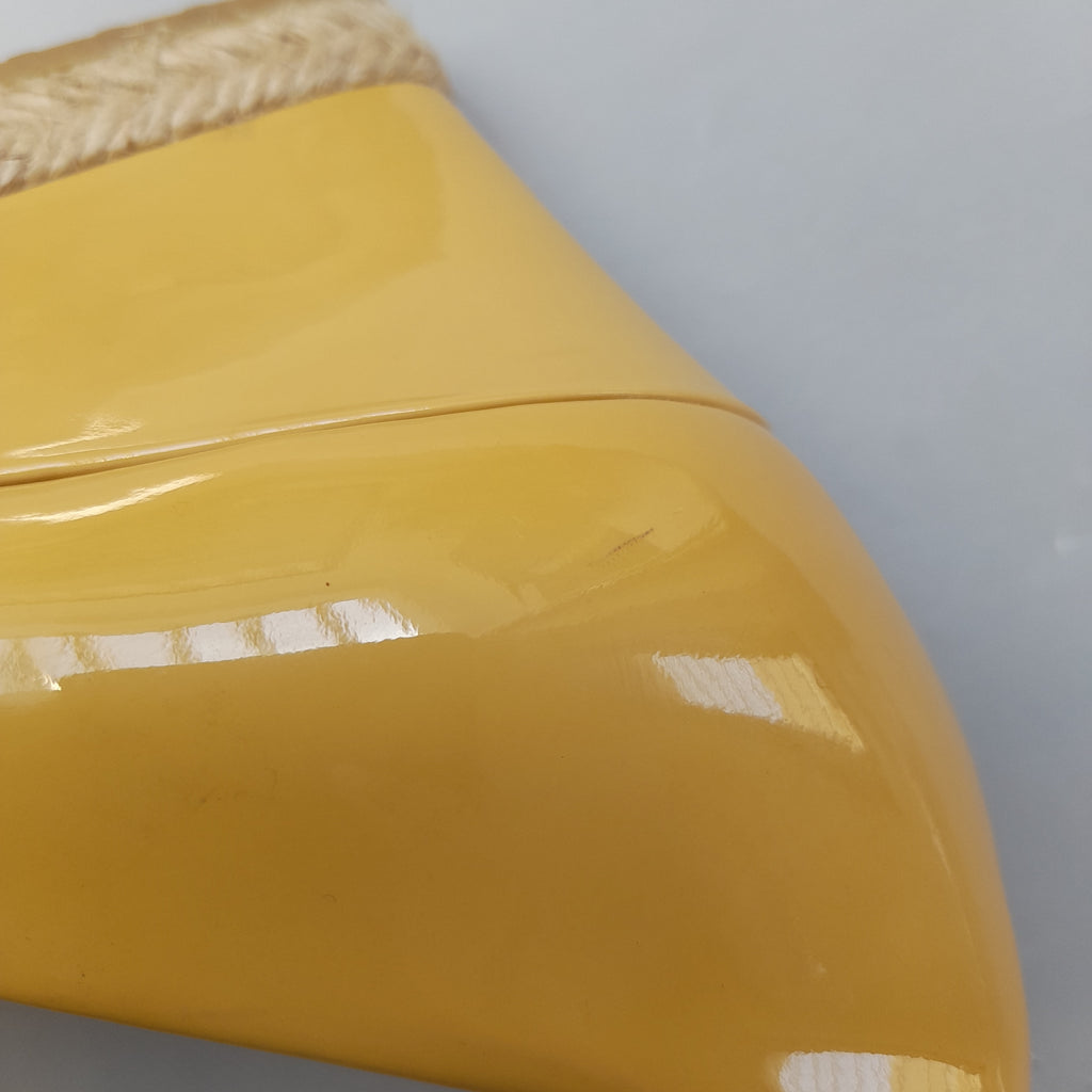 Gucci Yellow Patent Leather Horsebit Peep-toe Wedges | Gently Used |