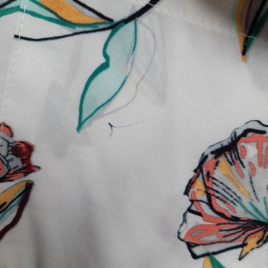 Mango Beige Floral Print Short-Sleeves Shirt | Pre Loved |