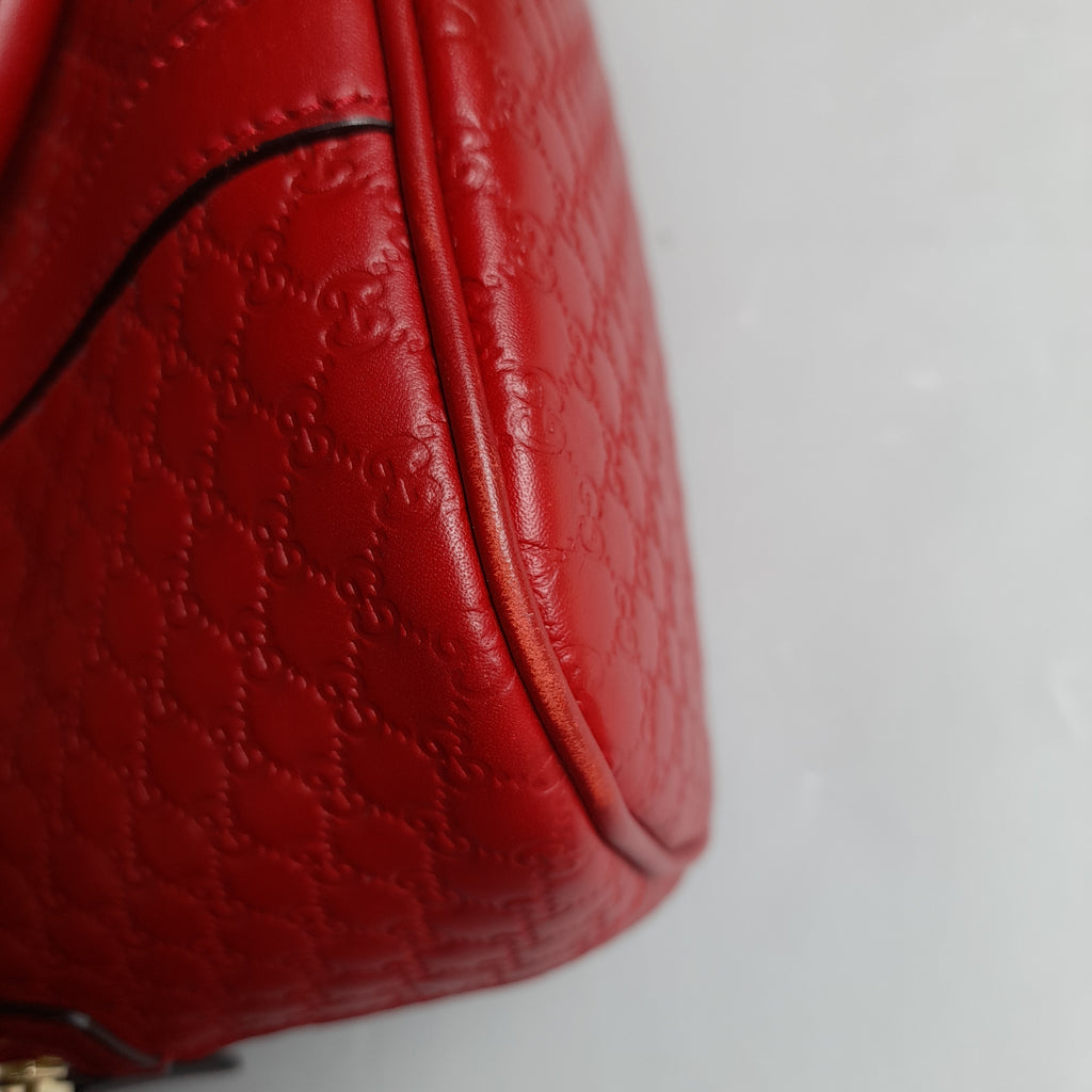 Gucci Red Microguccissma 'Alma' Leather Dome Satchel | Pre Loved |
