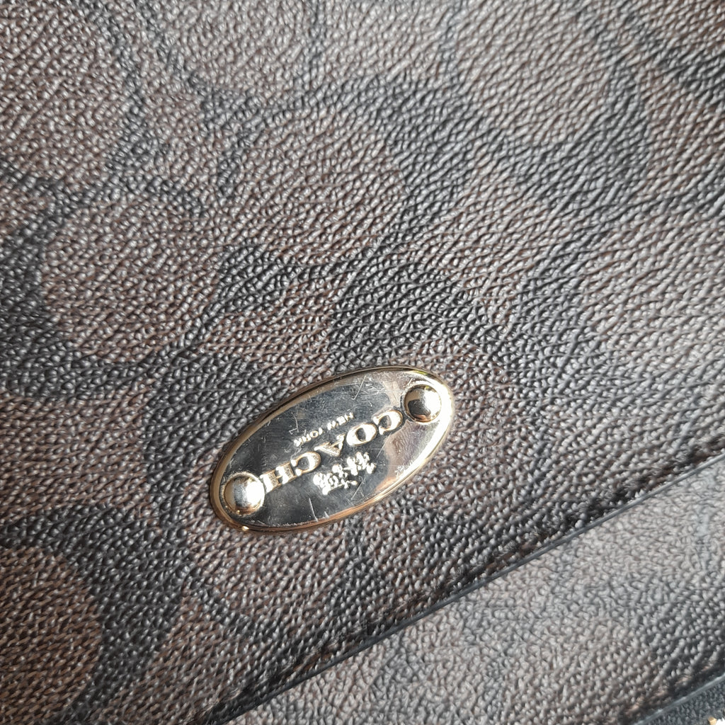 Coach Brown Signature Monogram Crossbody Bag | Gently Used |