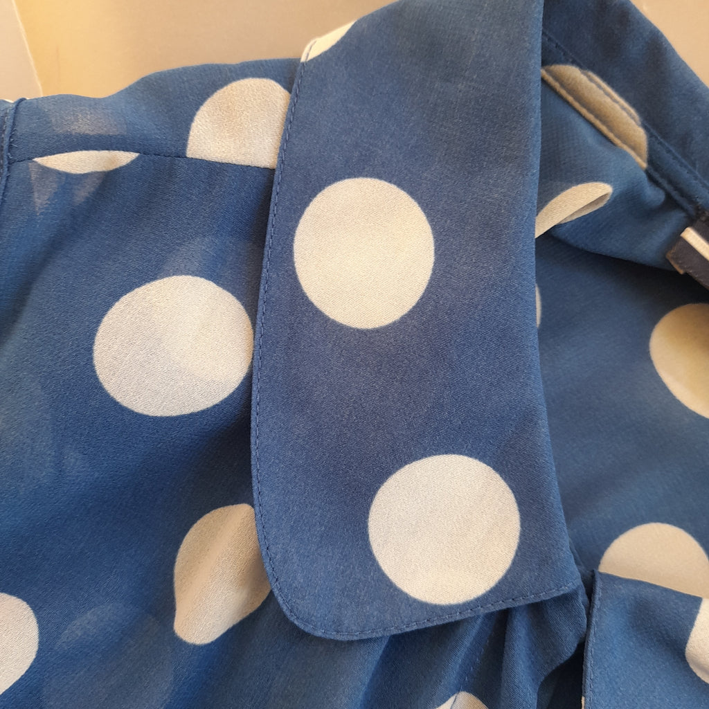 NEXT Blue Polka Dot Sheer Collared Shirt | Gently Used |