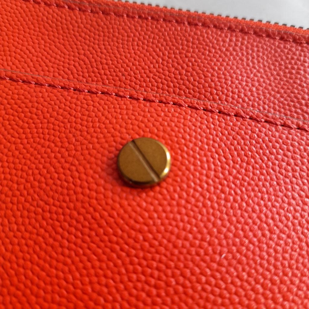J Crew Orange Leather Clutch with Card Holder | Brand New |