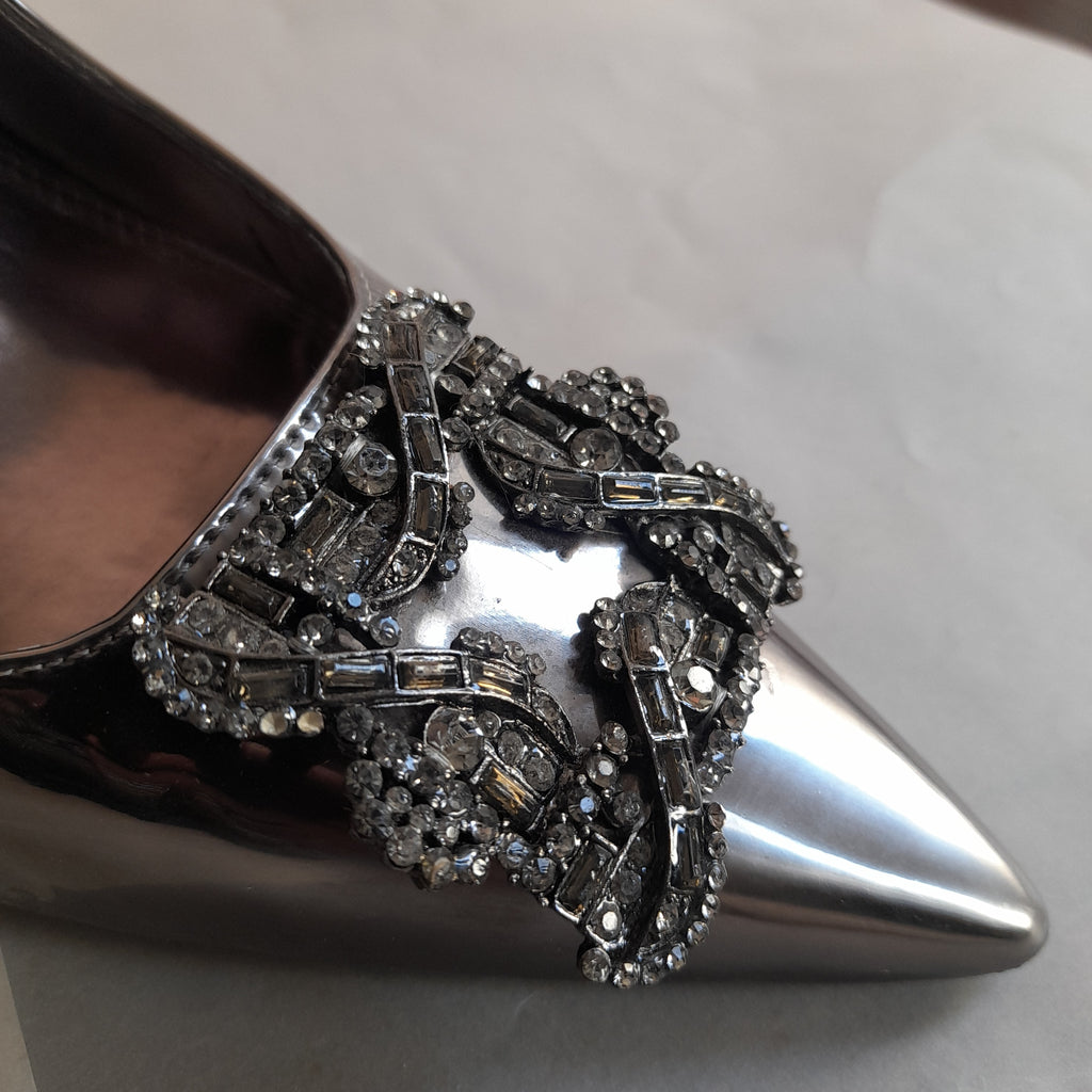 Dune Silver Pointed Brooch 'Betti' Heels | Pre Loved |