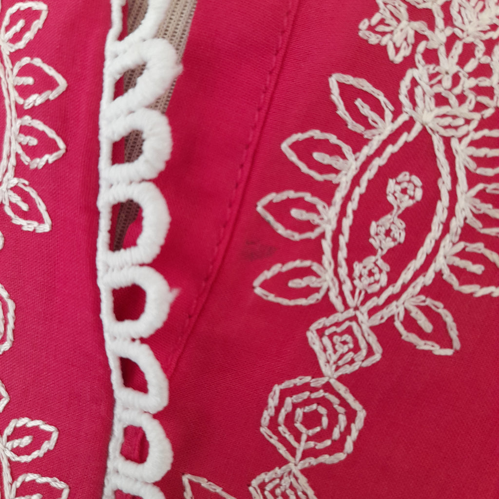 Beechtree Pink & White Embroidered Kurta | Brand New |