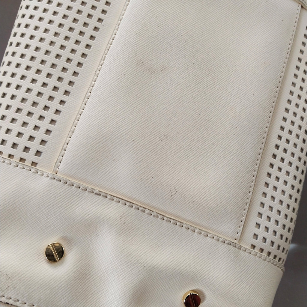 Tory Burch Cream Perforated Leather Robinson Satchel | Pre Loved |