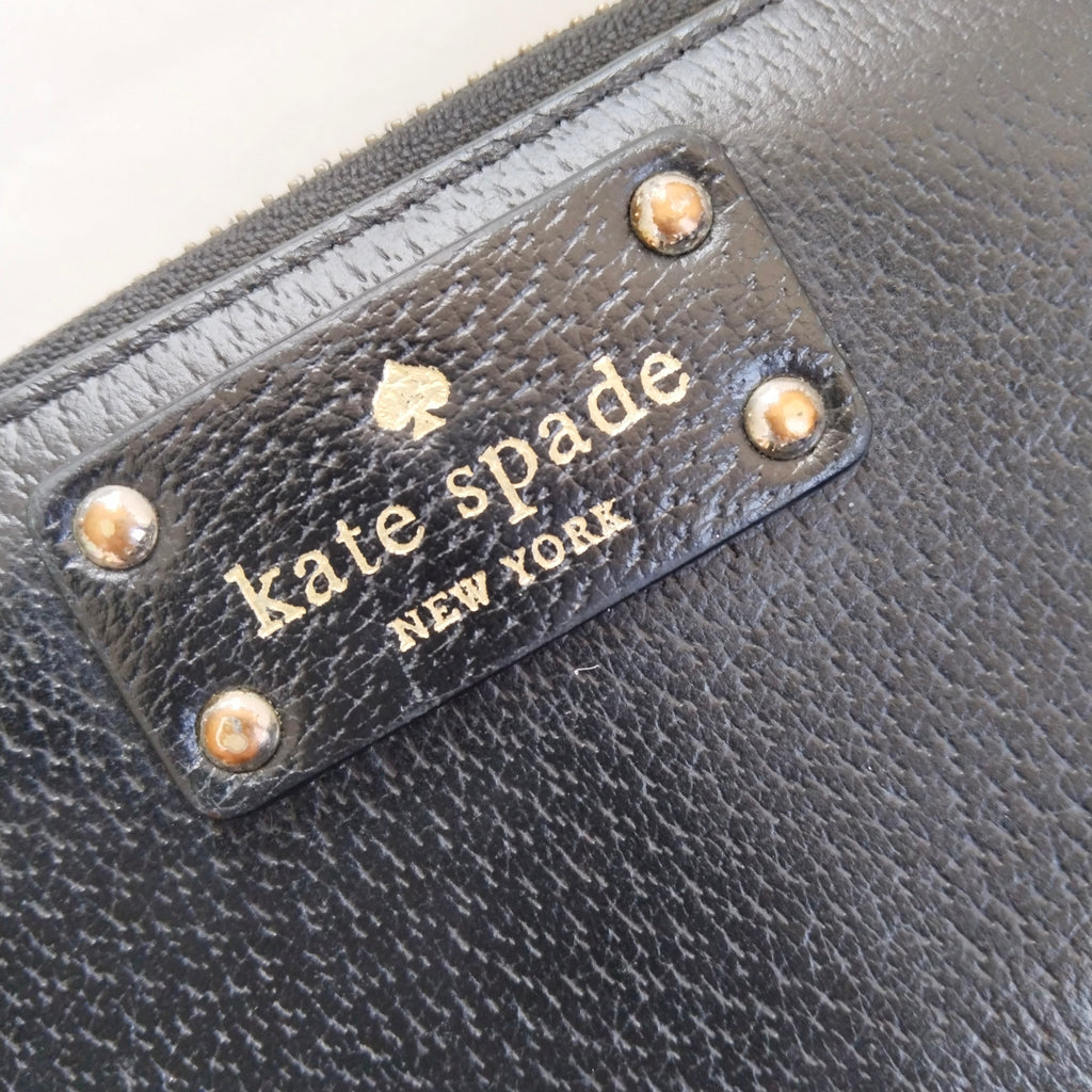 Kate Spade Black Leather Travel Envelope Wallet | Pre Loved |