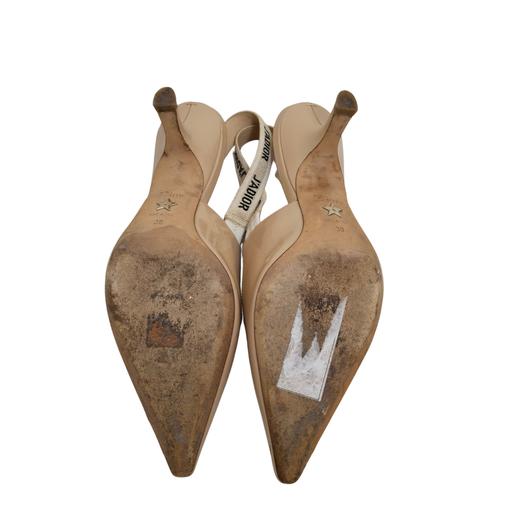 DIOR Nude Patent Leather J'ADIOR Slingback Heels | Pre Loved |