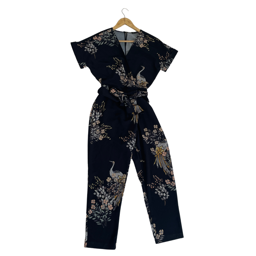 ZARA Black Floral Printed Jumpsuit Pre Loved Secret Stash