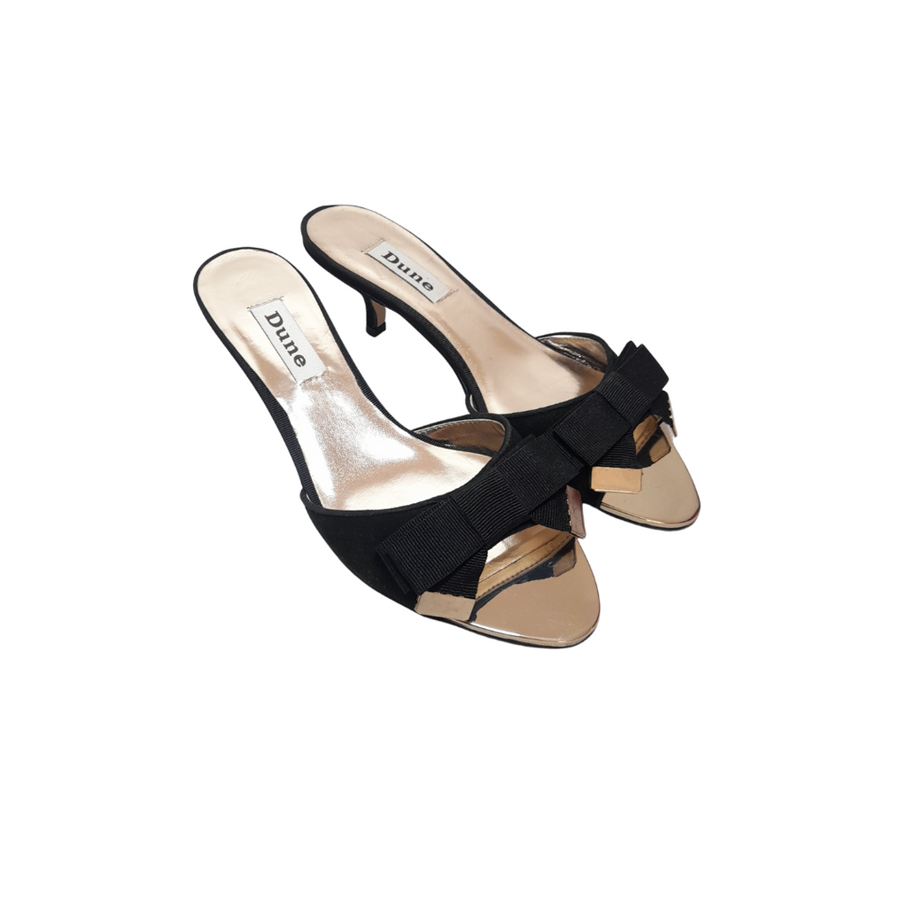Dune Black Bow Kitten Heeled Sandals | Like New |
