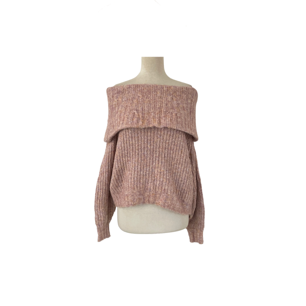 H&M Off-shoulder Pink Knit Sweater | Gently Used |