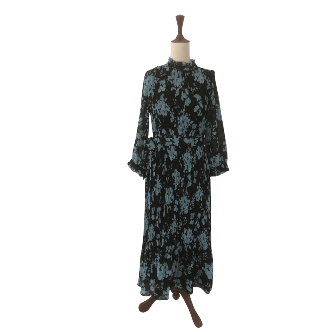 Zara Blue Floral Maxi Dress ZARA BLUE White Satin Leaf Floral